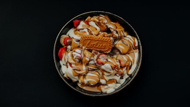 caramel sauce being drizzled
