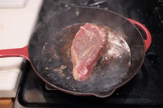 image of searing steak