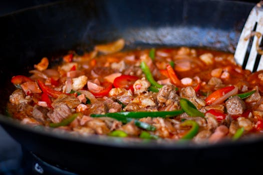 sizzling onions in a pot
